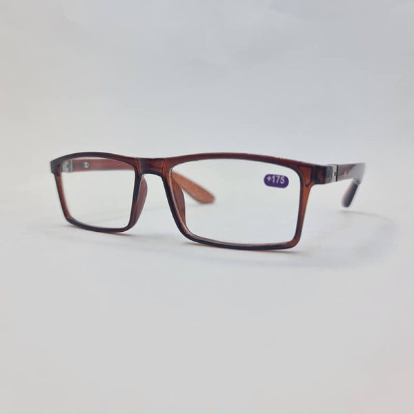 عکس از عینک مطالعه با نمره +1. 75 با فریم قهوه ای و دسته فنری مدل mr9004