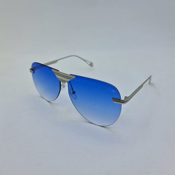 عکس از عینک آفتابی خلبانی فریملس با دسته طلایی و لنز آبی میباخ مدل s1010