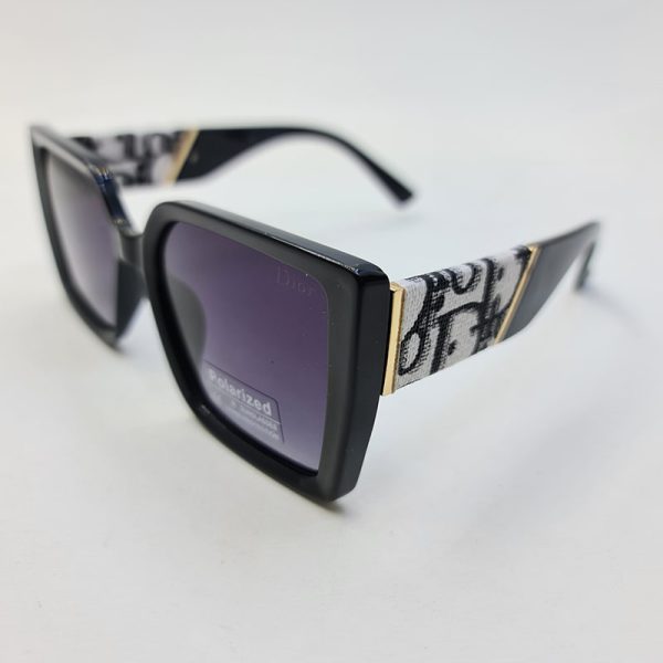 عکس از عینک آفتابی پلاریزه dior با دسته طرح دار و فریم مشکی رنگ مدل p6818