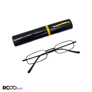 عکس از عینک مطالعه با نمره چشم 1.00 و طرح خودکاری و قاب مشکی و زرد