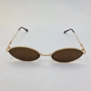 عکس از عینک آفتابی فانتزی بیضی شکل دیتیای با فریم طلایی و عدسی قهوه ای مدل 7603