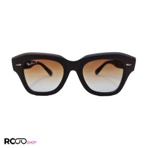 عکس از عینک آفتابی ویفرر با فریم ضخیم قهوه ای و لنز پولاریزه قهوه ای ریبن مدل rb2186