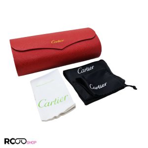 عکس از پک اورجینال عینک برند کارتیه cartier قرمز رنگ و با تمام تجهیزات مدل 991907