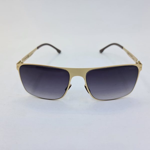 عکس از عینک آفتابی ic berlin مستطیلی شکل و طلایی رنگ و عدسی دودی مدل ps18005