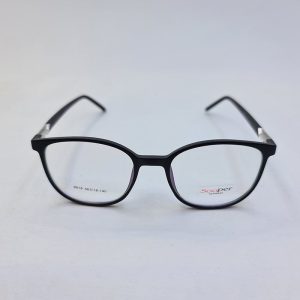عکس از عینک طبی گرد با فریم TR90 و رنگ مشکی مات و دسته فنر دار مدل 9918