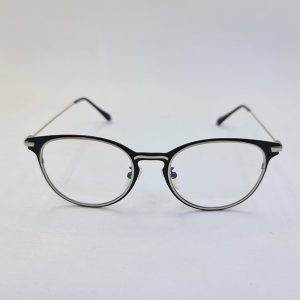 عکس از عینک طبی گرد مشکی رنگ با دسته نقره ای مدل 885232