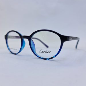 عکس از فریم عینک طبی گرد با فریم کائوچو و رنگ آبی و دسته فنری مدل 2980