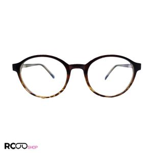 عکس از عینک طبی کائوچو با فریم گرد و رنگ قهوه ای و دسته فنری مدل 2980