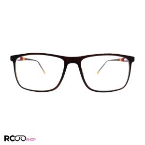 عکس از عینک طبی مستطیلی با فریم کائوچو و رنگ قهوه ای و دسته فنر دار مدل 2204