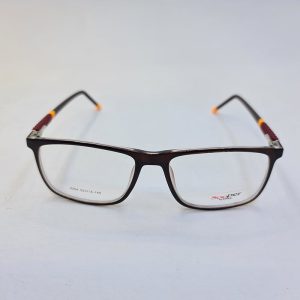 عکس از عینک طبی مستطیلی با فریم کائوچو و رنگ قهوه ای و دسته فنر دار مدل 2204
