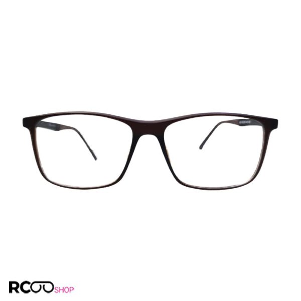 عکس از عینک طبی tr90 مستطیلی شکل با فریم قهوه ای و دسته فنری مدل 820