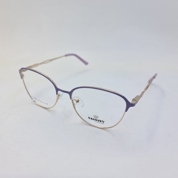 عکس از عینک طبی گرد طلایی و یاسی رنگ با دسته فنری و فریم فلزی مدل 5008