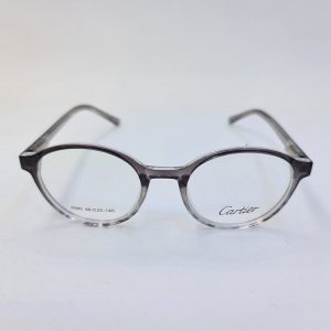 عکس از عینک طبی گرد با فریم کائوچو و رنگ طوسی و دسته فنر دار مدل 2980