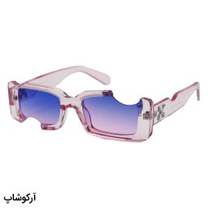 عکس از عینک آفتابی فانتزی آف وایت با فریم مستطیلی، رنگ صورتی و لنز دو رنگ و طرح گاز زده مدل 22030