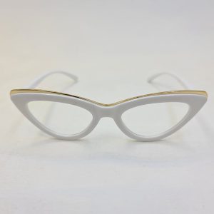 عکس از فریم عینک طبی گربه ای با رنگ سفید و طلایی برند گوچی مدل G10A