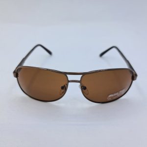 عکس از عینک آفتابی خلبانی پلاریزه با فریم مسی، لنز قهوه ای و دسته فنری FOX مدل PL1523