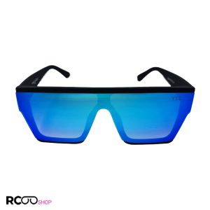 عکس از عینک آفتابی مردانه با فریم مشکی رنگ و عدسی آینه ای و آبی رنگ مدل slm58
