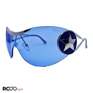عکس از عینک شب فانتزی دیور با لنز فریم لس، آبی رنگ و ستاره دار و دسته نقره ای مدل 1se