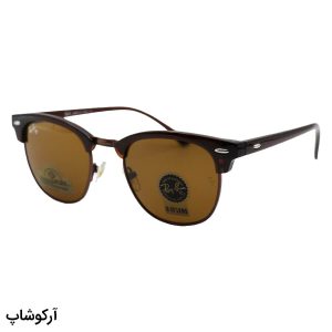 عکس از عینک آفتابی Ray-Ban با فریم کلاب مستر، رنگ قهوه‌ای، لنز قهوه‌ای تیره و جنس شیشه مدل RB3016