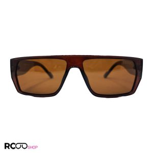 عکس از عینک آفتابی فراری پولاریزه قهوه ای، مستطیلی و دسته پهن و طرح چوب مدل 3002