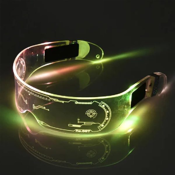 عکس از عینک مهمانی ال ای دی دار (led)، 7 رنگ با دسته سفید مدل 007ln18