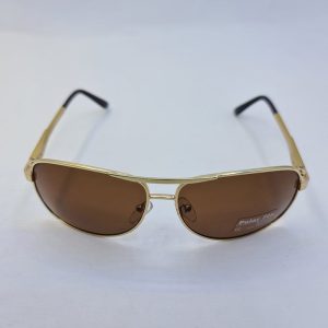 عکس از عینک آفتابی خلبانی پلاریزه با فریم طلایی، لنز قهوه ای و دسته فنری FOX مدل PL1523