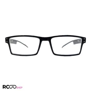 عکس از عینک طبی دور بین با نمره -1.00 و فریم مستطیلی شکل و مشکی رنگ مدل 24
