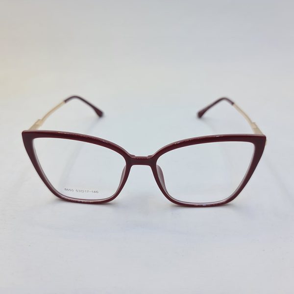 عکس از عینک طبی زنانه گربه ای با فریم قرمز رنگ و تک کاور عینک آفتابی مدل 8655