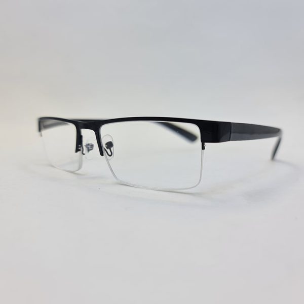 عکس از عینک مطالعه نیم فریم با نمره +1. 00 فلزی، مستطیلی و دسته فنری مدل 03