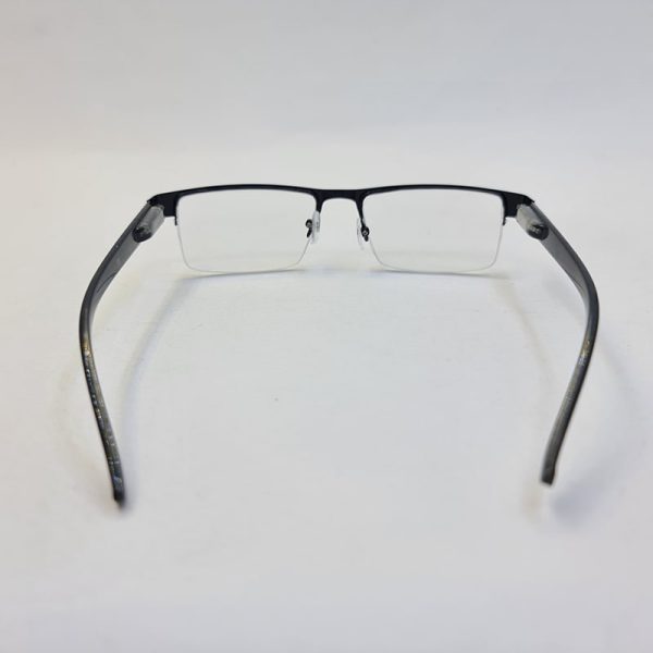 عکس از عینک مطالعه نیم فریم با نمره +1. 75 مشکی، مستطیلی و دسته فنری مدل 03