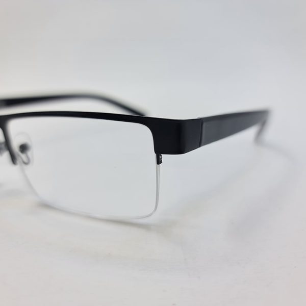 عکس از عینک مطالعه نیم فریم با نمره +2. 75 مشکی، مستطیلی و دسته فنری مدل 03