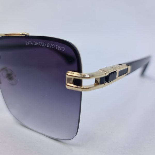 عکس از عینک آفتابی مردانه دیتا نیم فریم با رنگ طلایی و لنز دودی هایلایت مدل 09k
