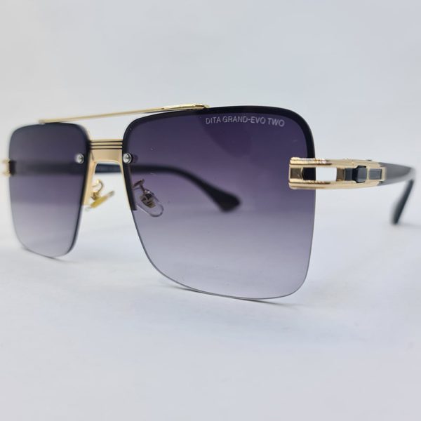 عکس از عینک آفتابی مردانه دیتا نیم فریم با رنگ طلایی و لنز دودی هایلایت مدل 09k