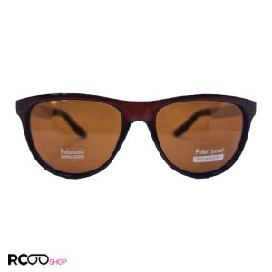 عکس از عینک آفتابی هندسی و قهوه ای رنگ پلار اسپرت با دسته طلایی مدل p6018
