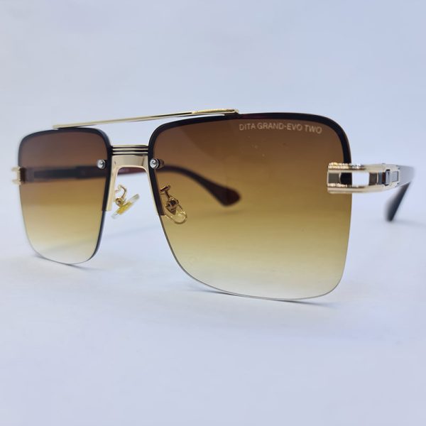 عکس از عینک آفتابی مردانه دیتا نیم فریم با رنگ طلایی و لنز قهوه ای هایلایت مدل 09k