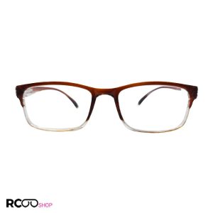 عکس از عینک مطالعه مستطیلی با نمره +4. 00 با فریم قهوه ای و دسته فنری مدل 23