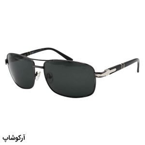 عکس از عینک آفتابی PERSOL با فریم مستطیلی، بیس دار، رنگ نوک مدادی و لنز دودی تیره و از جنس سنگ مدل 2407S