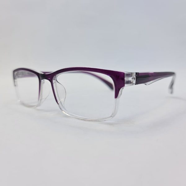 عکس از عینک مطالعه مستطیلی با نمره +2. 75 با فریم بنفش و دسته فنری مدل 23