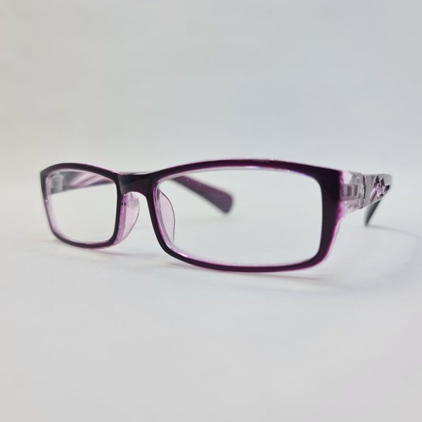 عکس از عینک مطالعه نمره +2. 75 با فریم بنفش و مستطیلی شکل مدل hll808