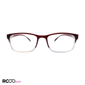 عکس از عینک مطالعه مستطیلی با نمره +3. 50 با فریم قرمز و دسته فنری مدل 23