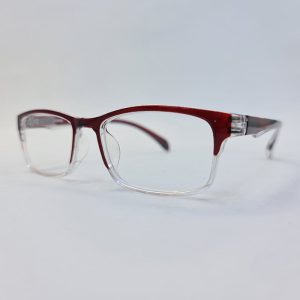 عکس از عینک مطالعه مستطیلی با نمره +3.50 با فریم قرمز و دسته فنری مدل 23