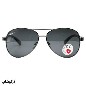 عکس از عینک آفتابی ریبن با فریم خلبانی، رنگ نوک مدادی و لنز دودی تیره و پلاریزه مدل P2029