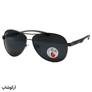 عکس از عینک آفتابی Ray-Ban با فریم خلبانی، رنگ نوک مدادی و لنز دودی تیره و پلاریزه مدل P2048