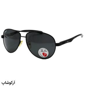 عکس از عینک آفتابی Ray-Ban با فریم خلبانی، مشکی رنگ و لنز دودی تیره و پلاریزه مدل P2049