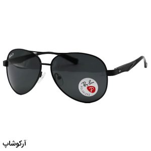 عکس از عینک آفتابی ریبن با فریم خلبانی، رنگ مشکی و لنز دودی تیره و پلاریزه مدل P2029