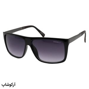 عکس از عینک آفتابی دیزل با فریم شکل مستطیلی، رنگ مشکی براق، دسته نوک مدادی و لنز دودی سایه روشن مدل 98010