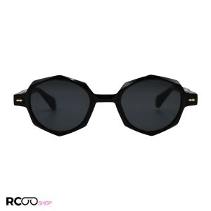 عکس از عینک آفتابی گرد با فریم مشکی رنگ، طرح دار و لنز دودی تیره موسکات مدل 65014