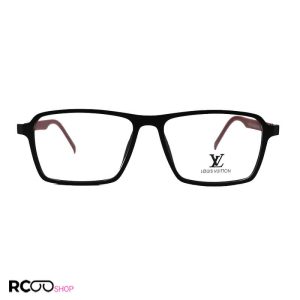 عکس از عینک طبی مربعی شکل با فریم مشکی رنگ، tr90 و دسته فنری و قرمز مدل t2724