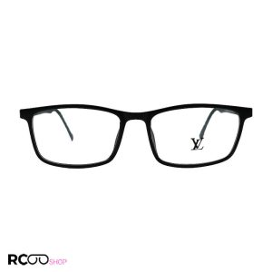 عکس از عینک طبی tr90 با فریم مشکی، مستطیلی شکل و دسته فنری مدل t2706