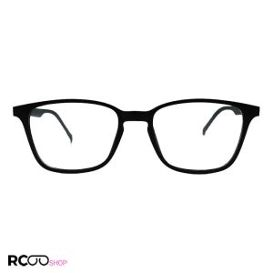 عکس از عینک طبی tr90 با فریم مشکی، مستطیلی شکل و دسته فنری مدل t2723